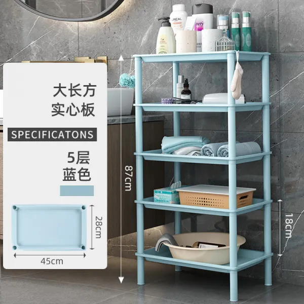 욕실소품 욕실 정리대 화장실 세면대 플라스틱 보관 삼각 스탠드식 케이스프레임, T14-크고긴 방북 유로블루 5단