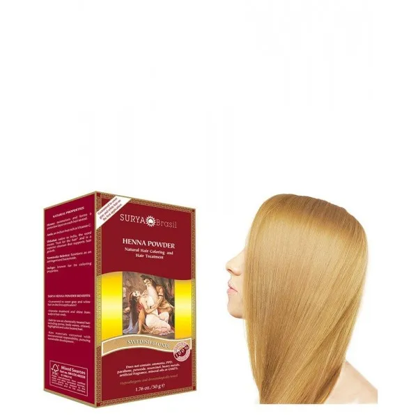 [Surya Brasil Products] 수르야 브라질 제품 헤나 파우더 스웨덴어 금발 1.76 온스, 단일상품, 단일상품
