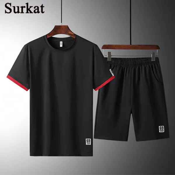 Surkat 통풍이 잘되다 반팔반바지세트 여름 편안하다 여름운동복 여름트레이닝복