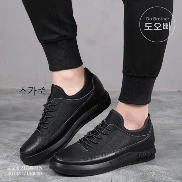 도오빠 남성 소가죽 키높이 운동화 스니커즈 단화 6cm 컴포트 통기성 쿠션 경량 남자 신발 신사 캐주얼 학생 간편한 끈 조절 키높이운동화 남성키높이신발 키높이단화 봄 여름 가을 겨울