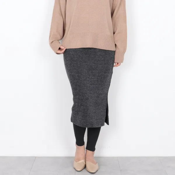 핑크팔레트 따뜻한 여성 겨울 니트 롱 빅사이즈 치마 레깅스(F~3XL)