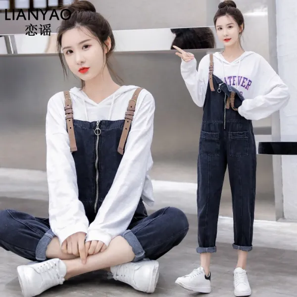 싱푸리 청 멜빵바지 바지 점프수트 여름 개강룩 커플 시밀러룩