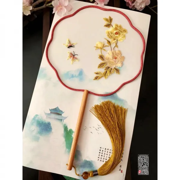 스카이 인터내셔널 차이나 클래식 대 단아한 자수 동이 궁중 중국전통의상 COS 카메라 숏 토끼 원형 여성 여름, 점잖다 눈썹을 쓰다듬다 핸들스틱 15