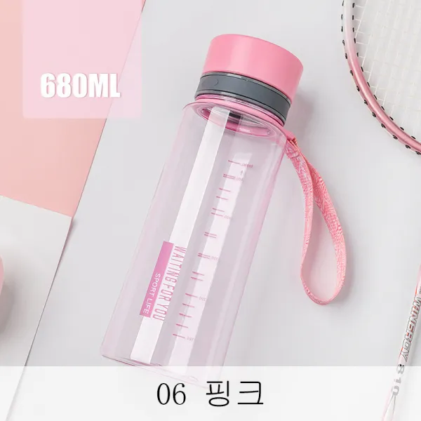 DALIN 스포츠 물병 대용량 운동물 컵 남 녀 학생 쉽게 컵 던지지 방지 심플 참신하고 맑은 모계 휴대용 플라스틱 컵 XZ04 A10, 06 핑크