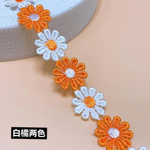 인테리어꽃잎 컬러 플라워 러플 보조재 물에 녹다 핸드메이드 DIY 인테리어꽃장식 라인 옷과 모자 레이스 2706961679, 화이트 _귤색 (1미터 )