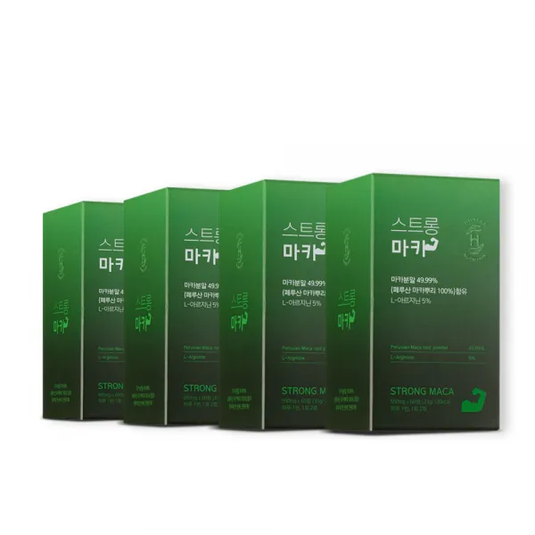 어니스트뉴트리션 스트롱 마카 60정 1일 2정 섭취로 충분한 압도적 리얼 함유량(식약처 허용 최고치 49.9%), 4개, 550ml/60정