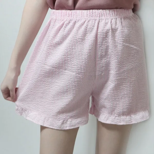 에일린로즈 귀여운 여성 프릴 지지미 파자마 커플 잠옷반바지