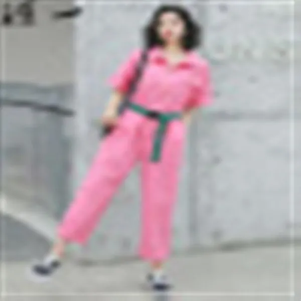 연의 1개성의 점프슈트 여자 반팔 2019년 여름 패션 편안하고 심플하며 멋스러운 9분점 점프슈트 여성 909 메이 레드 M