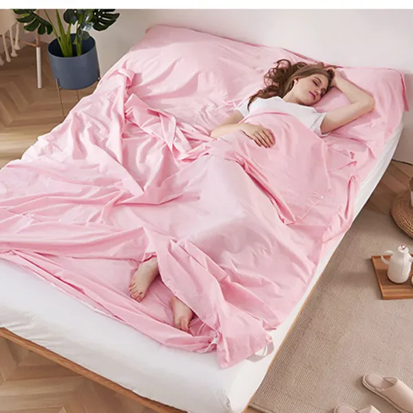 여행 호텔 더러움 침낭 투숙 호텔리어 룸 시트 2인 휴대용 출장 순 풍 이불커버 방, 인디핑크 180210