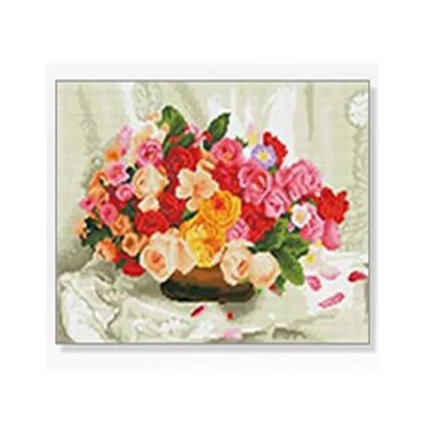 MOY064471DIY 보석십자수 정물시리즈 장미의향연 40X50 큐빅십자수 비즈십자수 큐빅아트