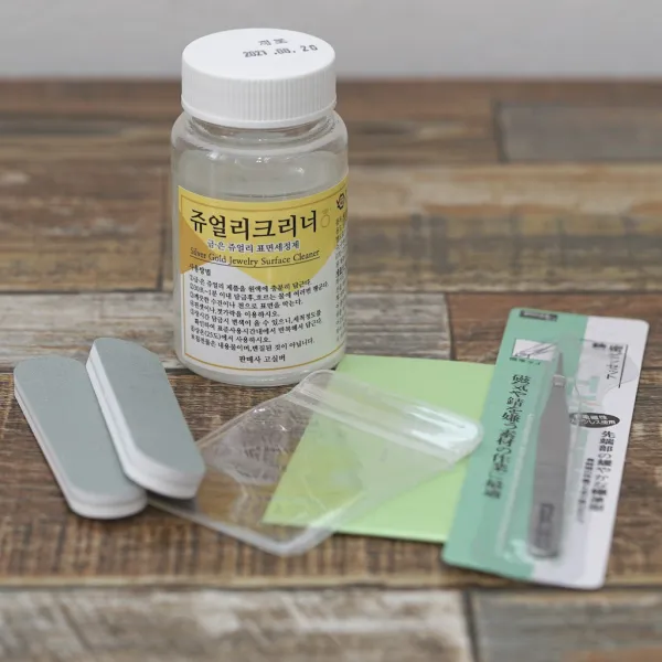 쥬얼리클리너 5종세트 은세척제+광택천+핀셋+보관용 지퍼백+표면처리스틱바