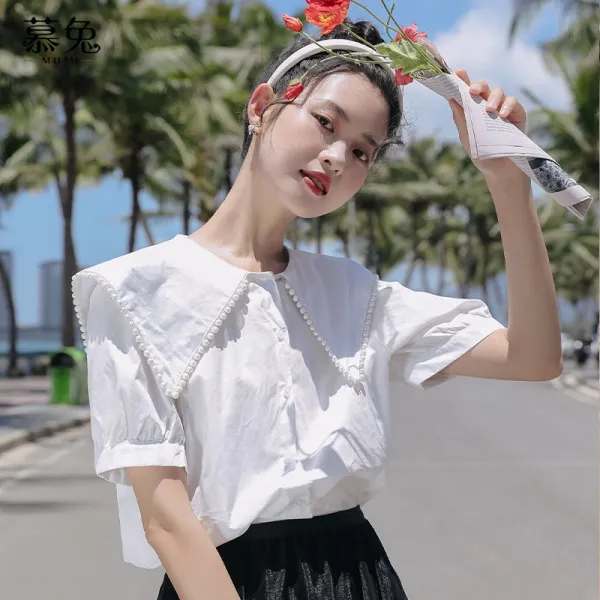 클래식 플랫카라 구슬장식 보이핏 볼륨 여성 여름철이 색다르다 감각 벌룬소매