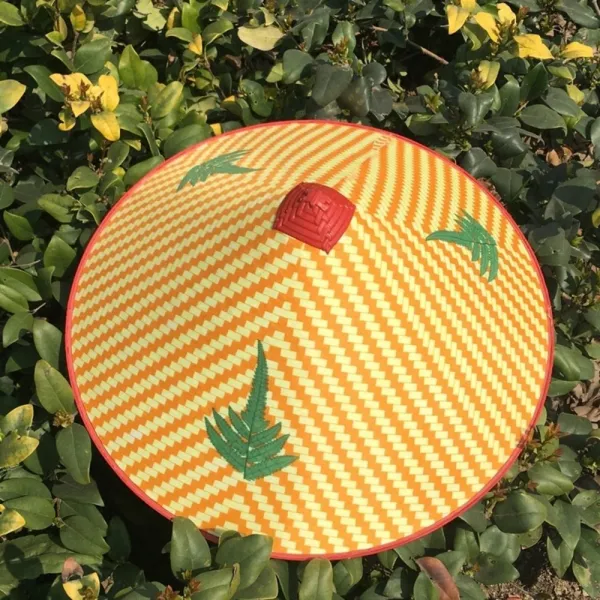 베트남모자 생활방수 플라스틱 이파리무늬 농무 지름43cm