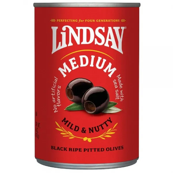 린지 미디움 마일드 너티 블랙 올리브 170g 12개 / Lindsay Medium Mild& Nutty Black Ripe Pitted Olives