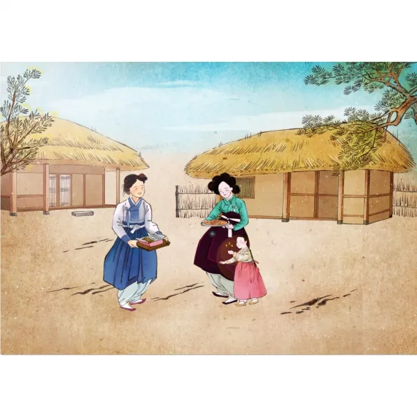 AT683768 뮤럴벽지 어떤 벽이든 잘 붙는 퓨전민속화 뮤럴벽지(접착식)(풀 필요없음)