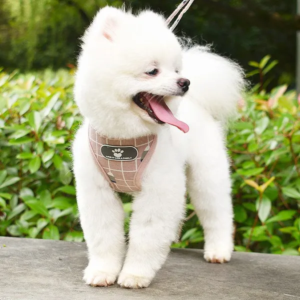 강아지용품 강아지 애견목줄 조끼스타일 소형견 포메라니안 리드줄 푸들 애완동물 개줄 여름 용품 T01 공형 라이트핑크 체크무늬 1.2베이지 편승 C04 L10 14