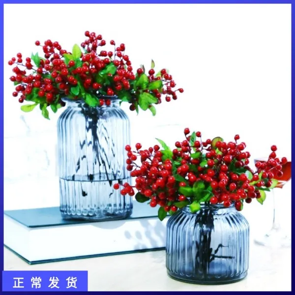 도도살롱 테이블리폼 겨울 청 장과객 요리당 꽃술 모조꽃 레드 돈을 벌다 브라질아사이베리 유러피안 그테이블 꽃병 진열 장식품, 무함유화 보틀 오 ！！！
