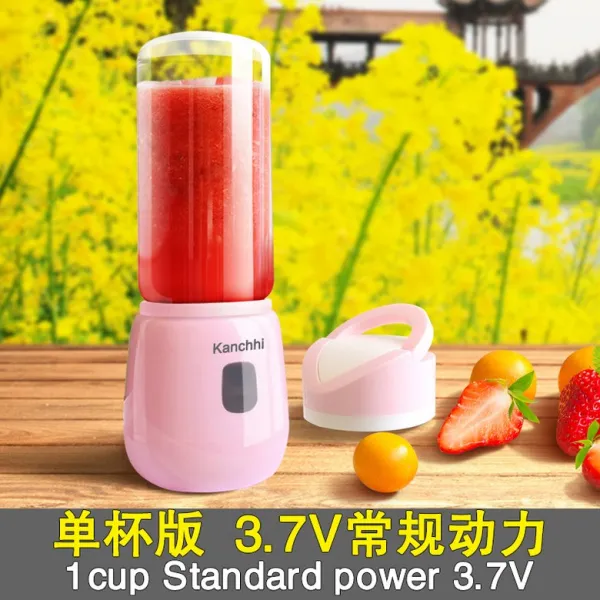 Kanchhi 휴대용 믹서기 Juicer 생과일 쥬스컵 우유 계란 야채 레시피 충전 케이블을 보내는 사쿠라 파우더 표준 전원 3.7v 싱글 컵