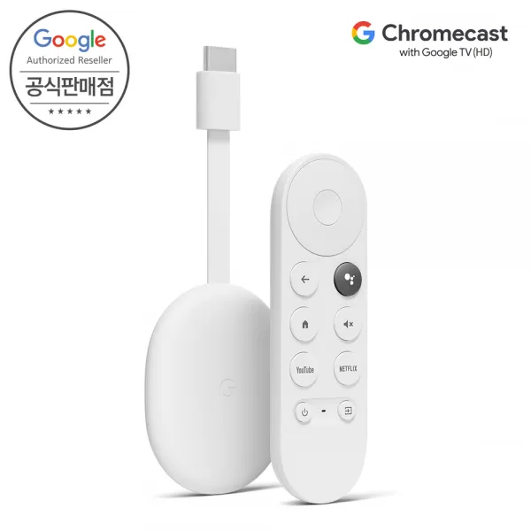 [Google 코리아 공식판매점] 구글 크롬캐스트 with Google TV (HD) 스마트폰 미러링 미라캐스트 Full HD 지원 국내정품, 크롬캐스트 with Google TV (HD)