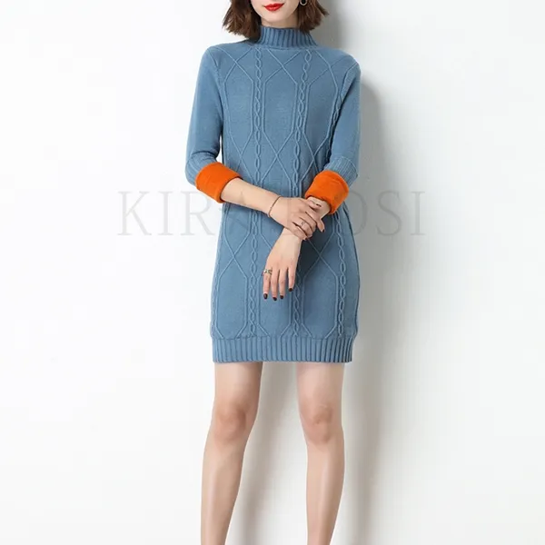 kirahosi 모던 여성 미디롱 풀오버 니트 셔츠 기모 스웨터 데일리 23호+덧신증정 Anj648k