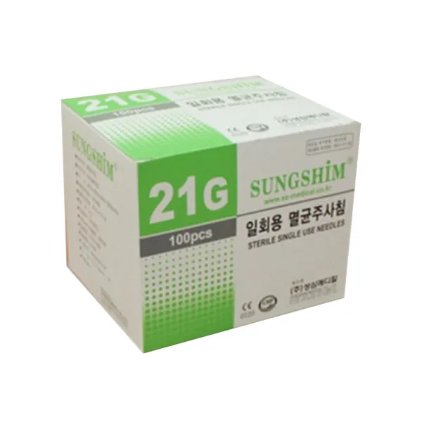성심 일회용 주사침 21g x 32mm (1-1/4inch) 100개입