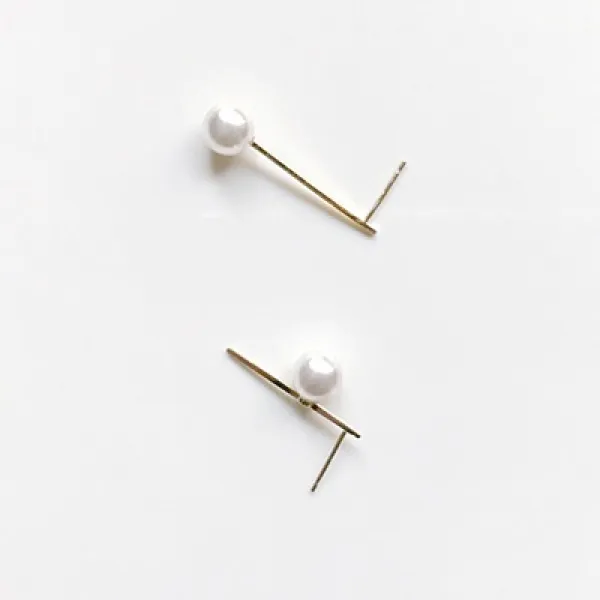[녹다] 14k gold pearl line earring
