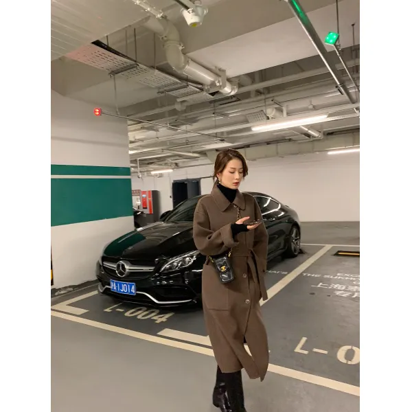 여성 롱코트 ASM ANNA 한 웍 통학 양면 울코트 미디움 모직코