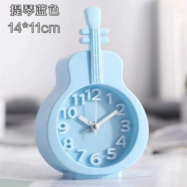 늦잠 자지 C벽 제시계 알람시계 소음방지 거실 나이트조명 침대머리 심플 종의헌 작고깜찍 바이올린 블루 Q24o65