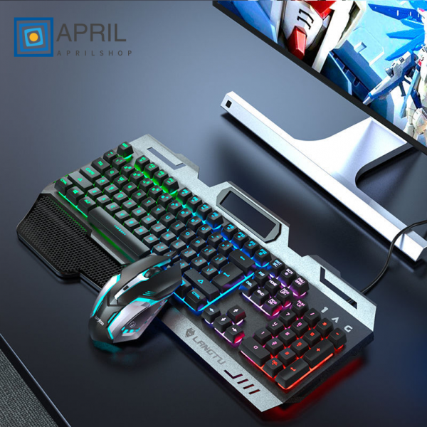 APRIL SHOP 합금자판 기계발광키보드 중금속 촉감 게이밍키보드 무선키보드마우스세트 기계식키보드, K006 블랙혼광+e스포츠마우스