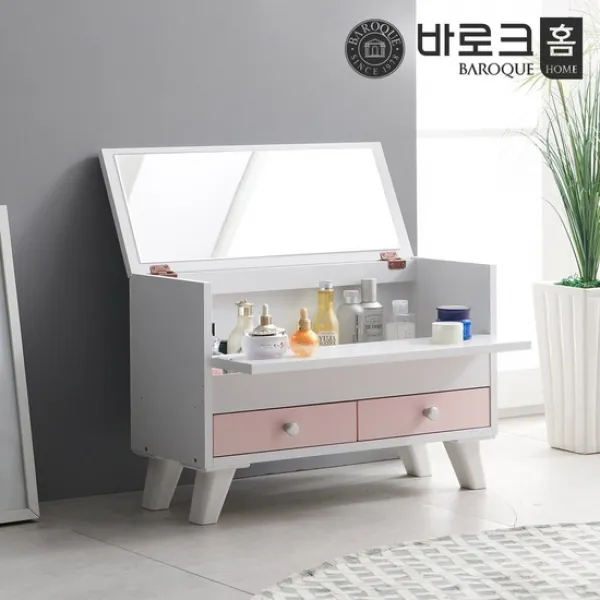 바로크홈 쁘띠 좌식 화장대 A형, 화이트네이비
