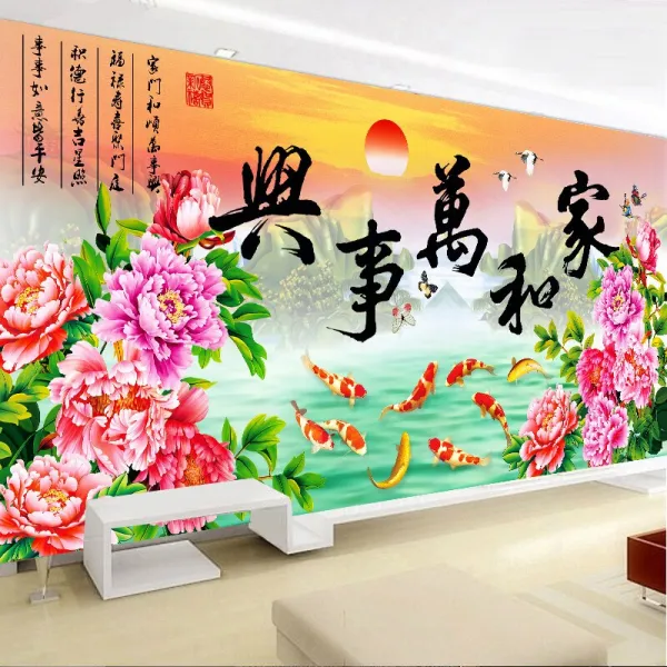 가야금 기예 서화 (qinqishuhua) 십자수신식객실다이아몬드화가이며 만사흥구어도취복다이아몬드수놓이수공예자수는 수공으로 수놓은 자수의 이형다이아몬드가 빼곡히 부착되여있다