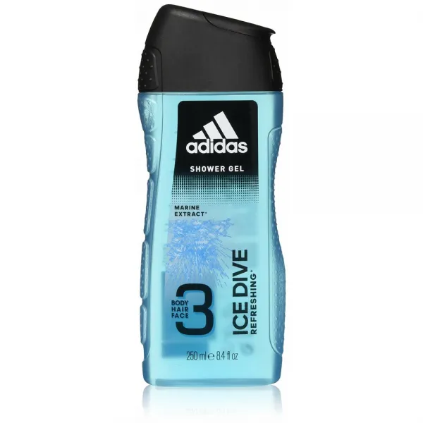 (영국직배) 아디다스 스포츠 아이스다이브 남성용 샤워젤 (헤어 바디 페이스) 250ml 4팩 Adidas Sport Sensation Ice Dive 3in1 Shower Gel