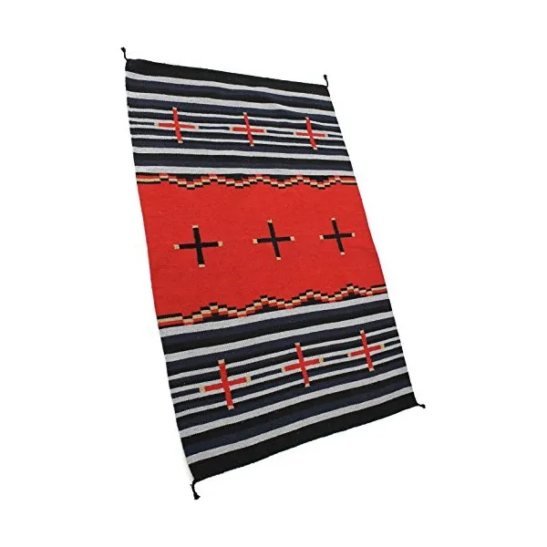 Onyx Arrow 남서풍 장식 지역 깔개 4 피트 x 6 피트 크로스 컬렉션 검정 / 빨강 줄무늬, Cross Collection Black/Red Stripe