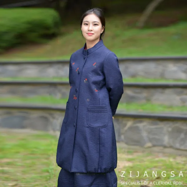 [4132] 물 실크 잔골지 여성 자수 코트 생활한복 겨울한복 겨울개량한복 겨울생활한복