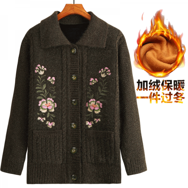 쁨픽 마담 엄마옷 중노년층 여성의류 가을옷 노인 할머자 두터운 융털 니트 울코트