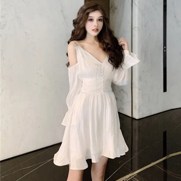 섹시원피스 가을 홍콩스타일 섹시한 중공 buling갓길 복고 프릴 주름무늬 하이웨스트 원피스