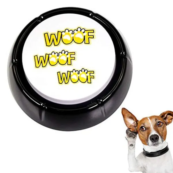 중립적 인 woof 버튼-개 짖는 소리 단추 특징 10 가지의 다른 개 짖는 소리-재미있는 사운드 클립으로 말, White and Black