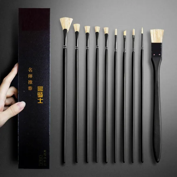 물핑크 화필 수채꽃 미술생 전용 나일론 상고머리 뗏목함 펜브러시 초보자 학생 유화 아크릴 물감 전업 한벌 색채 붓펜브러시, 문예 고사를 치르다 10 개 포장 블