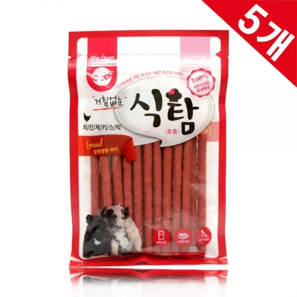 말랑말랑한 강아지 간식 / 닭고기가 들어있어 피부, 치아, 뼈 성장에 도움 / 이빨 작은 소형견, 이빨 약한 노령견에게 추천, 치킨져키 150g x5