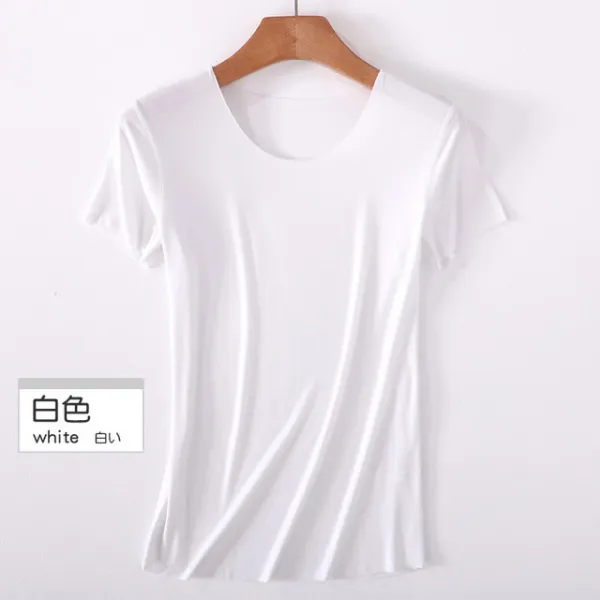 여름 반소매 나시 내의 여 주름 없이 입기 좋은 슬림핏 화이트 이너웨어 입방아 껴입을