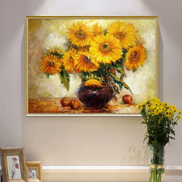 해바라기화병 유화그림 보석십자수 90x60, 90cmx60cm
