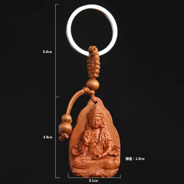 Apr.29 6번 무사안일 홀딩 디자인 복숭아나무 핸드폰 걸이 중국풍 복고 족제비 钥匙 열쇠고리 목제 끈으로 대박Z, 좌 련 관음