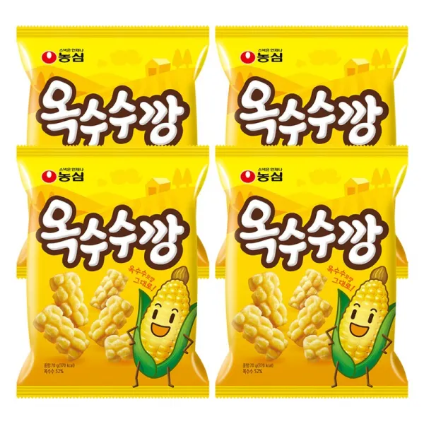 농심 옥수수깡 46년 만에 새로운 깡 등장 스낵 과자 옥수수 새우깡, 70g, 4개
