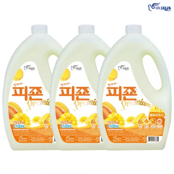 피죤 프리미엄 섬유유연제 옐로우미모사 용기 2500+500ml 3개 3000ml