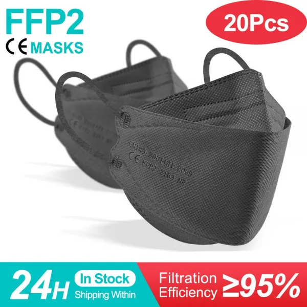 컬러 피쉬 마스카라 FFP2 KN95 마스크 한국 인증 마스카라 fpp2 동질가 호흡기 ffp2mask ce 재사용 가능한 마스크 마스크, adult gray 20pcs_10