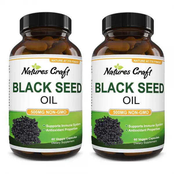 Natures Craft (2병) 네이쳐크래프트 흑종초 블랙커민 씨드 오일 500mg 60캡슐(병당 약1-2개월), 1mg, 2개