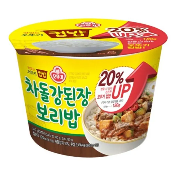 차돌컵밥간편식식보리밥강된 장오뚜기 삼백십그램 십이each + 65697마홀 강된장 혼밥 즉석밥 개 아침 식사 알찬가게