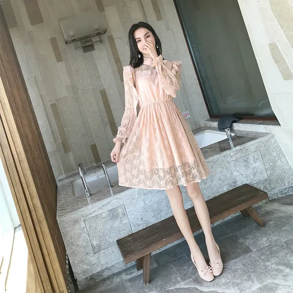 웨일테일 매드홍 여성 핑크 레이디 레이스 드레스 원피스