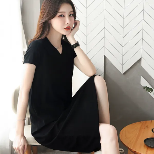 뿌니랜드 여성 봄 롱 원피스 백예린 현아 손예진 한예슬 냉장고 원피스캐주얼 원피스 여 여름 루즈핏 날씬해 보이는 법석 202-10141