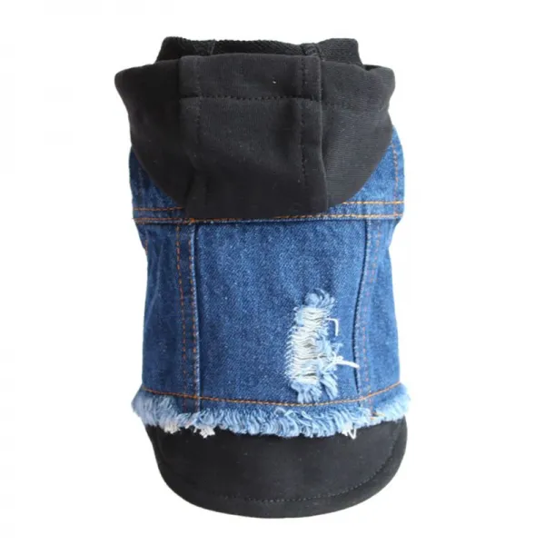PET HODIE JEAN JACKET 2 컬러 데님 조끼 강아지 강아지 복장 고양이 전반적으로 작은 중간 장식 귀여운 옷 의류를위한 전반적, 검은색